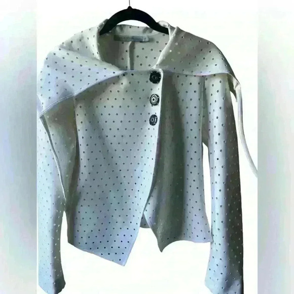 silvia tcherassi Blazer Jacket White Sz m Avant Garde Coquette Long Sleeve - Picture 1 of 11